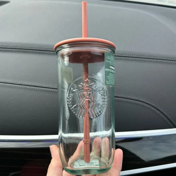 Starbucks 2024 Terracotta Brown Orange Recycled Triangle Glass Tumbler - Picture 11 of 11